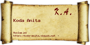 Koda Anita névjegykártya