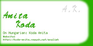 anita koda business card